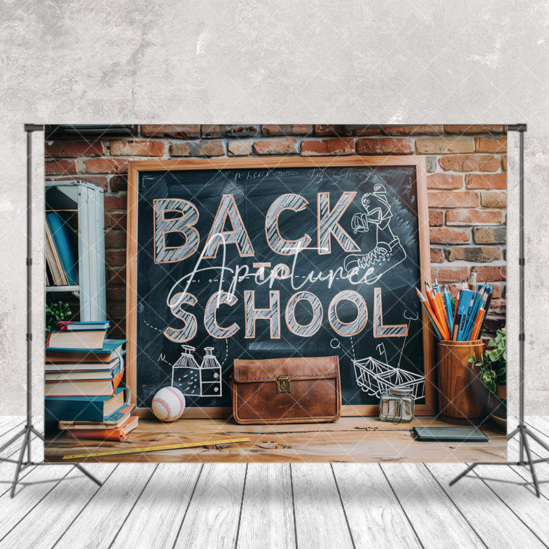 Aperturee - Back To School Brick Wall Cake Smash Photo Backdrop