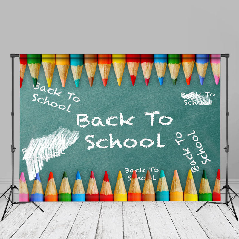 Aperturee - Back To School Chalkboard Pencils Photo Backdrop