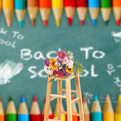 Aperturee - Back To School Chalkboard Pencils Photo Backdrop