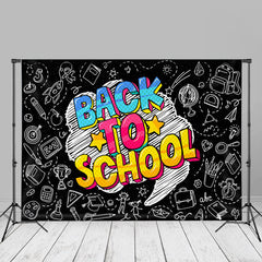 Aperturee - Back To School Stick Figures Chalkboard Backdrop