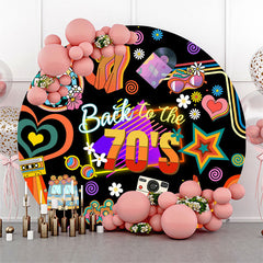 Aperturee - Back To The 70s Groovy Daisy Round Birthday Backdrop