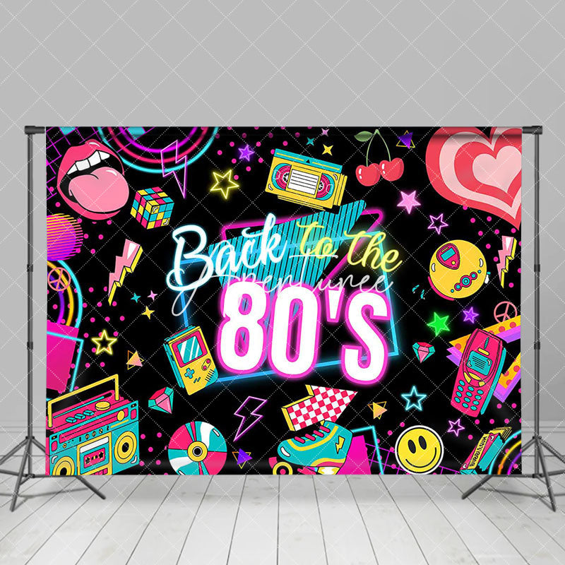 Aperturee - Back To The 80s Cartoon Hiphop Black Dance Backdrop