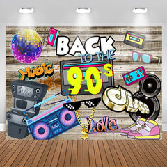 Aperturee - Back To The 90S Disco Wood Wall Birthday Backdrop