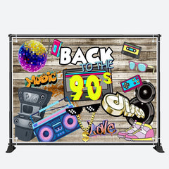 Aperturee - Back To The 90S Disco Wood Wall Birthday Backdrop