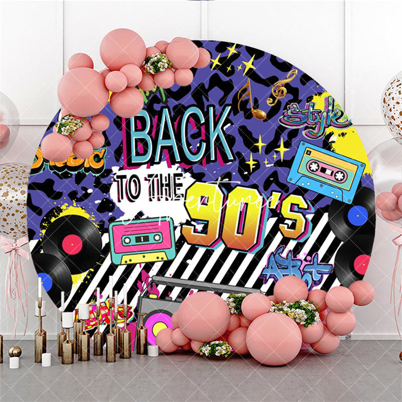 Aperturee Back To The 90s Hip Hop Stripes Round Dance Backdrop