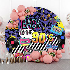 Aperturee Back To The 90s Hip Hop Stripes Round Dance Backdrop