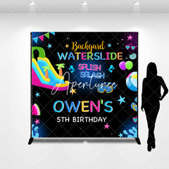 Aperturee - Backyard Waterslide Custom 5th Birthday Backdrop