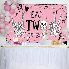 Aperturee - Bad Two The Bone Pink Rock Skull Birthday Backdrop