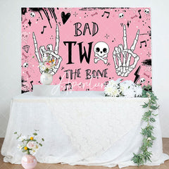 Aperturee - Bad Two The Bone Pink Rock Skull Birthday Backdrop