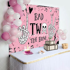 Aperturee - Bad Two The Bone Pink Rock Skull Birthday Backdrop