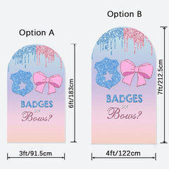 Aperturee - Badges Or Bows Gender Reveal Double Sided Arch Backdrop