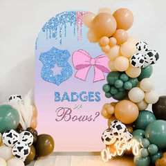 Aperturee - Badges Or Bows Gender Reveal Double Sided Arch Backdrop