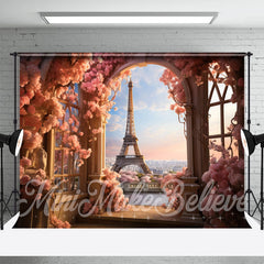 Aperturee - Balcony Eiffel Tower Floral Photo Spring Backdrop