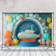 Aperturee - Balloon Fish Submarine Birthday Cake Smash Backdrop