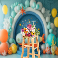 Aperturee - Balloon Fish Submarine Birthday Cake Smash Backdrop