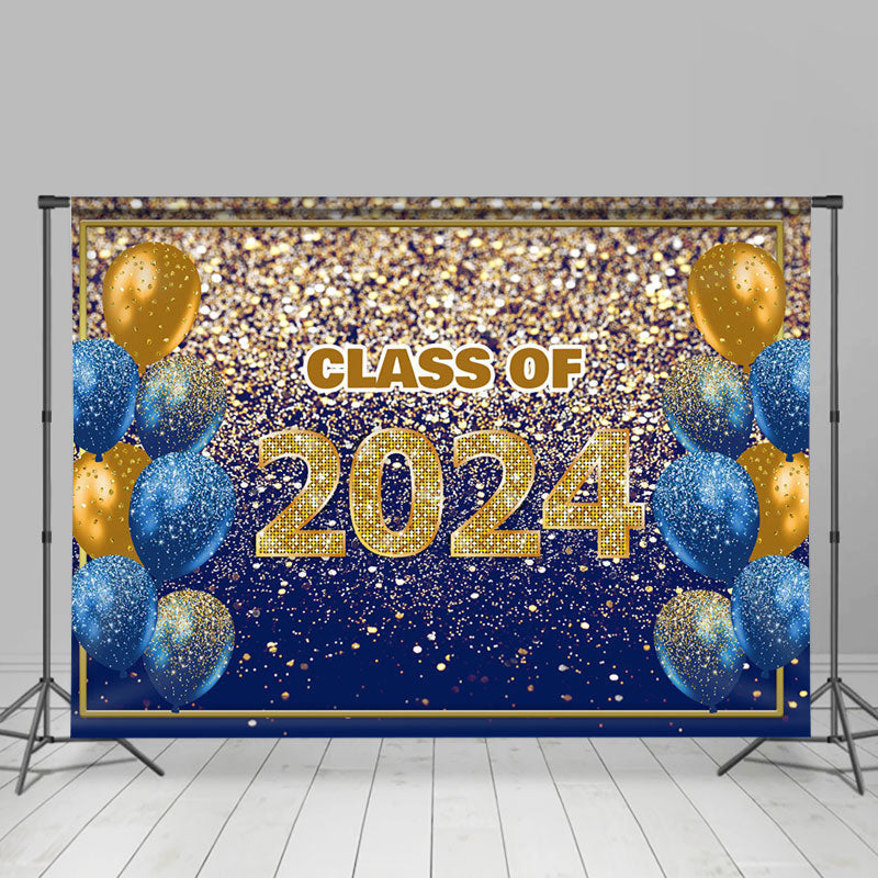 Aperturee - Balloon Gold Sparkling Bokeh 2023 Grad Photo Backdrop