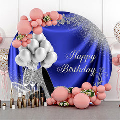 Aperturee Balloon Heel Blue Silver Round Birthday Backdrop