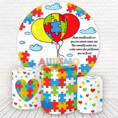 Aperturee Balloon Puzzles Autism Awareness Round Backdrop Kit