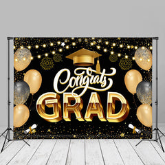 Aperturee - Balloon Spark Black Graduation Photography Backdrop