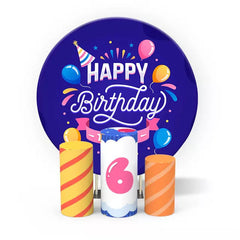 Aperturee Balloon Star Happy Birthday Round Backdrop Kit