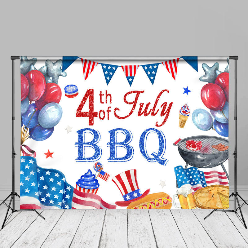 Aperturee - Balloons 4th Of July BBQ Independence Day Backdrop