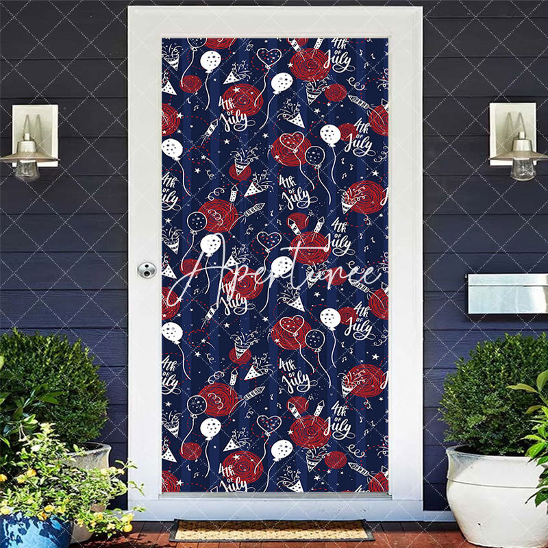 Aperturee - Balloons 4th Of July Independence Day Door Cover