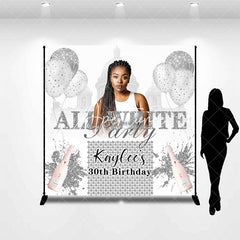 Aperturee - Balloons All White Custom 30th Birthday Backdrop