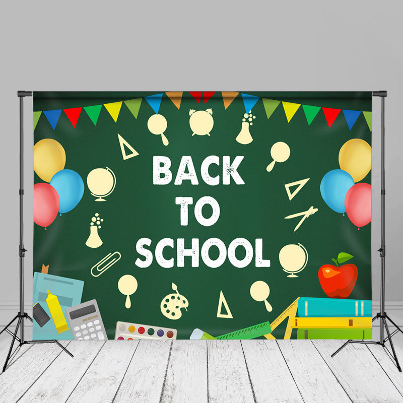 Aperturee - Balloons Book Flag Back To School Photo Backdrop