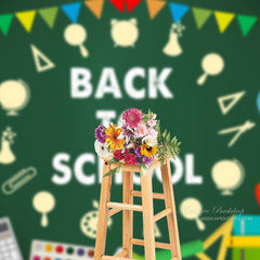 Aperturee - Balloons Book Flag Back To School Photo Backdrop