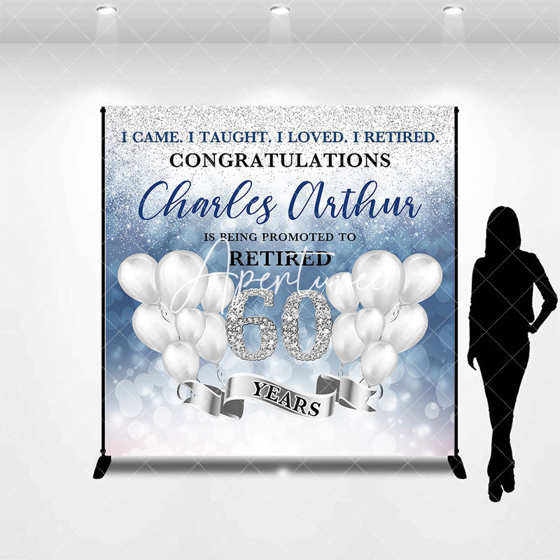 Aperturee - Balloons Custom Name Congrats Retirement Backdrop