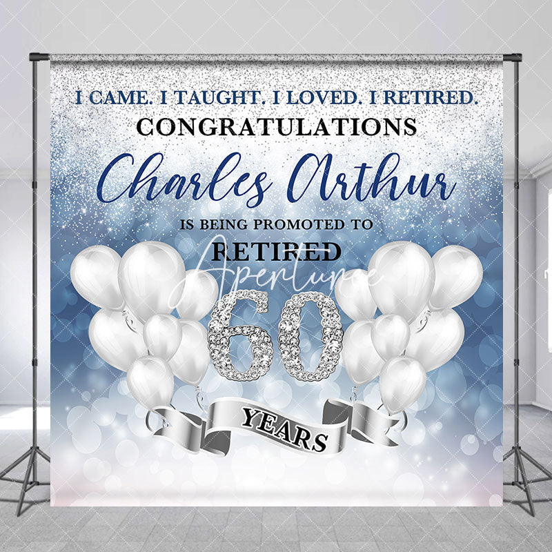 Aperturee - Balloons Custom Name Congrats Retirement Backdrop