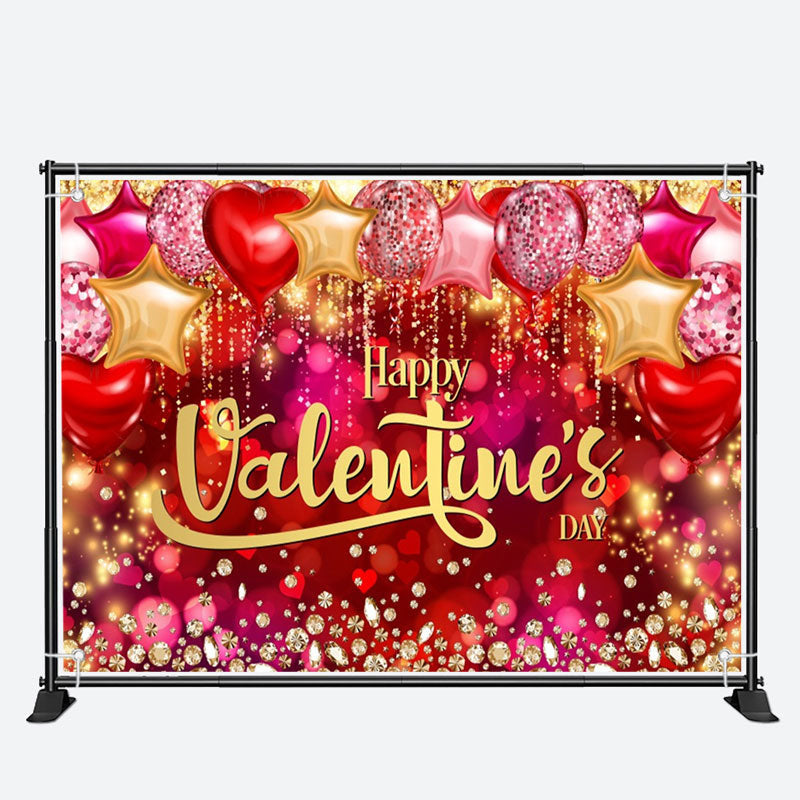 Aperturee - Balloons Diamond Bokeh Happy Valentines Day Backdrop