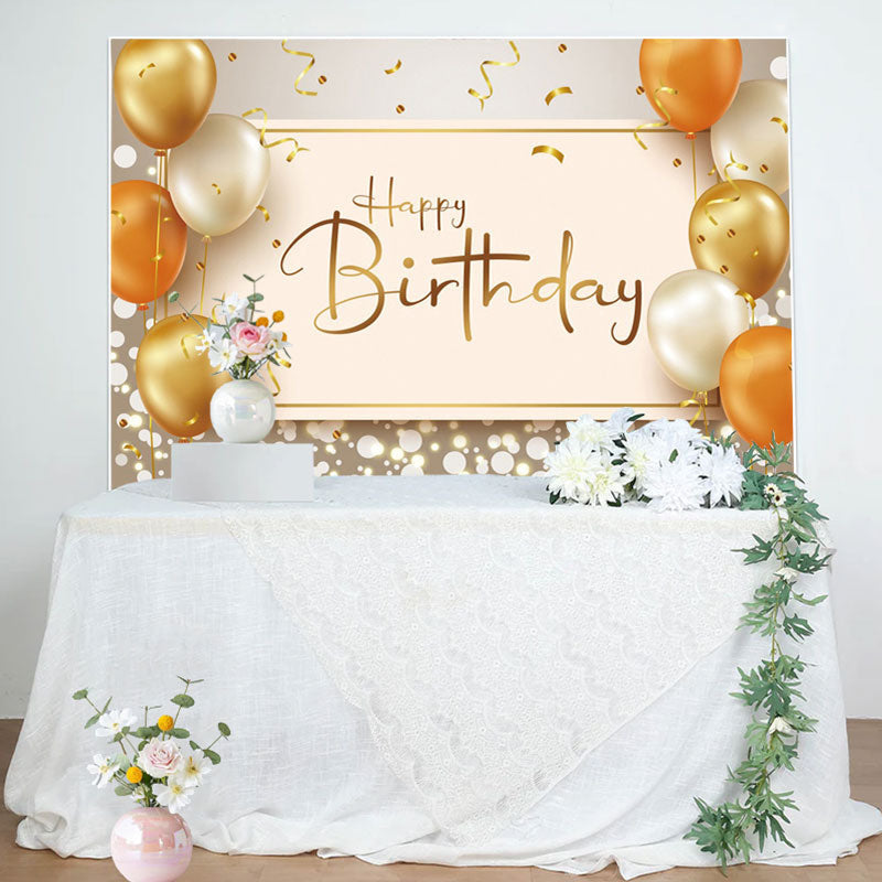 Aperturee - Balloons Gold Ribbons Dots Bokeh Birthday Backdrop