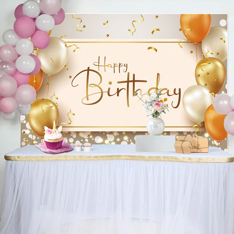 Aperturee - Balloons Gold Ribbons Dots Bokeh Birthday Backdrop