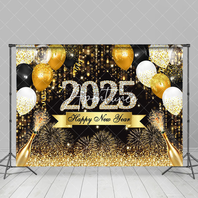 Aperturee - Balloons Happy New Year 2025 Celebrate Festival Backdrop