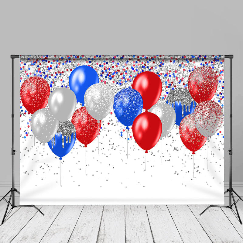 Aperturee - Balloons Silver Glitter Independence Day Backdrop