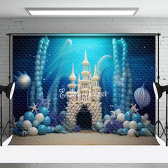 Aperturee - Balloons White Castle Birthday Cake Smash Backdrop