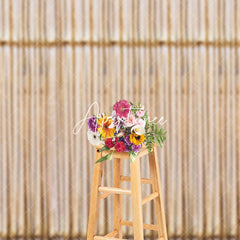 Aperturee - Bamboo Fence Palm Leaf Wall Vintage Wood Backdrop