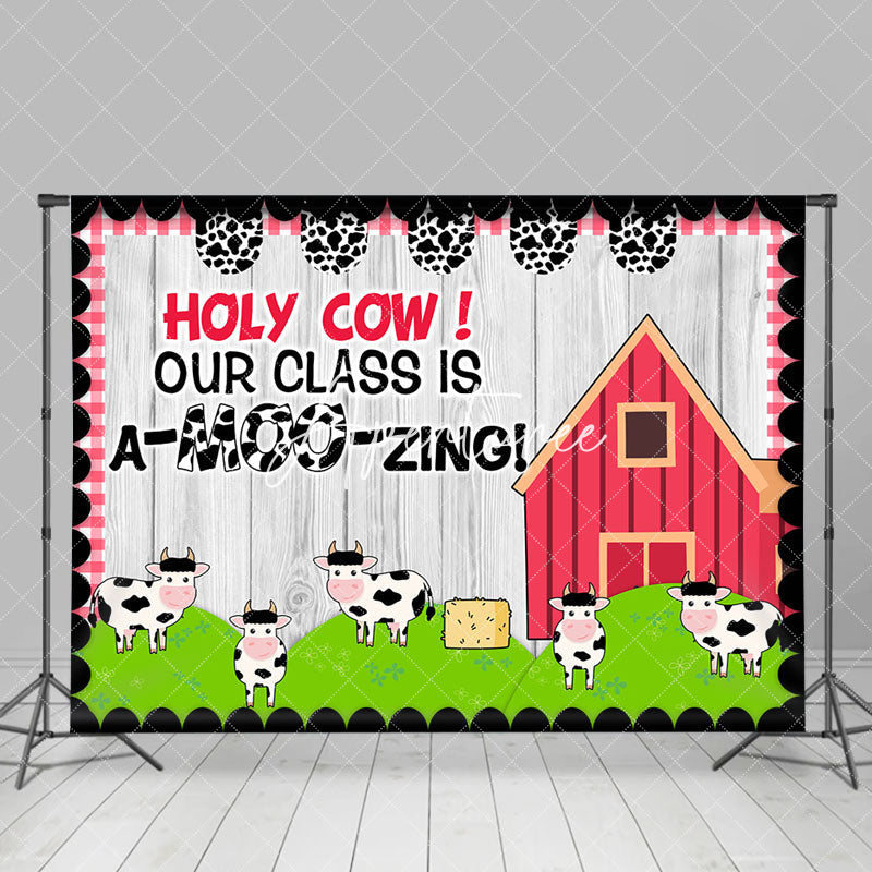 Aperturee - Barn Holy Cow Our Class Is A Moo Zing Wood Backdrop