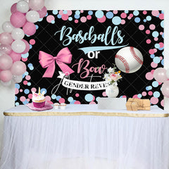 Aperturee - Baseballs Or Bow Colorful Dot Gender Reveal Backdrop