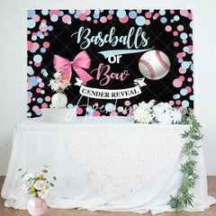 Aperturee - Baseballs Or Bow Colorful Dot Gender Reveal Backdrop