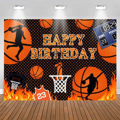 Aperturee - Basketball Court Hot Rece Theme Happy Birthday Backdrop