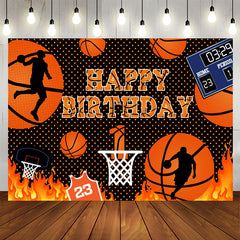 Aperturee - Basketball Court Hot Rece Theme Happy Birthday Backdrop