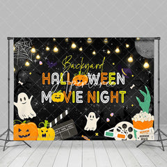 Aperturee - Bats Popcorn Black Halloween Movie Night Backdrop