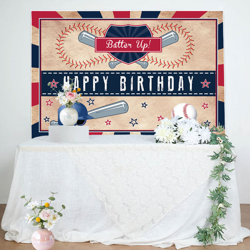 Aperturee - Batter Up Baseball Superstar Happy Birthday Backdrop