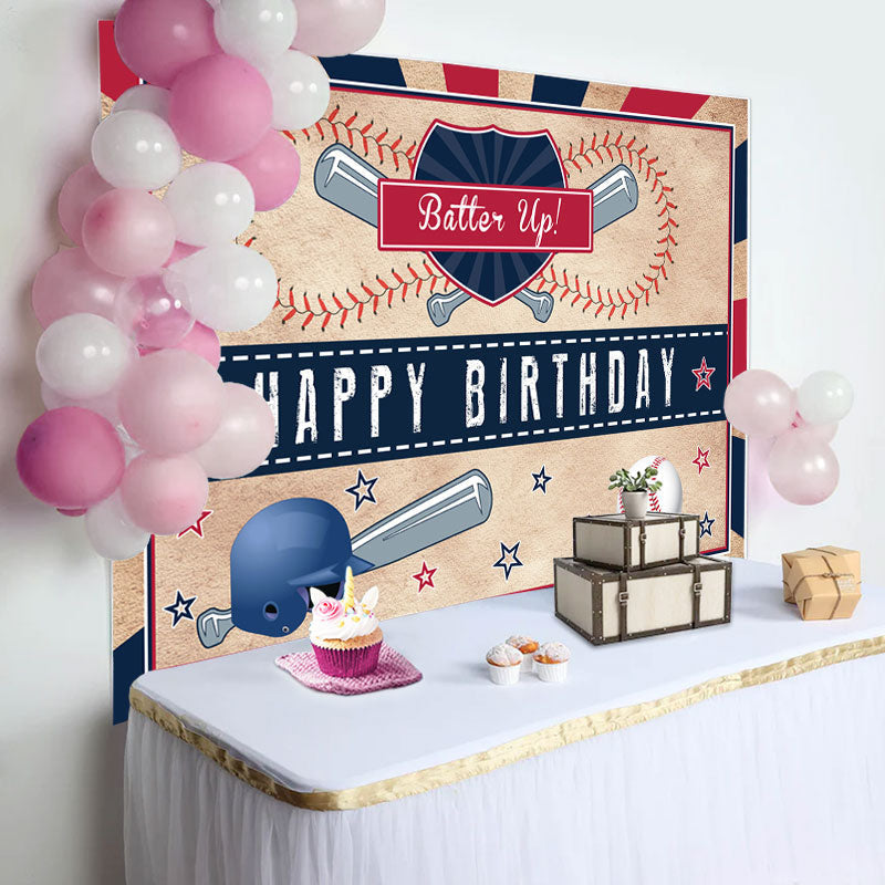 Aperturee - Batter Up Baseball Superstar Happy Birthday Backdrop