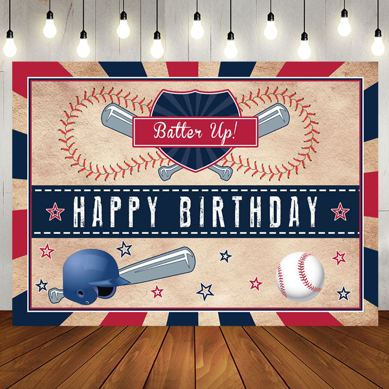 Aperturee - Batter Up Baseball Superstar Happy Birthday Backdrop