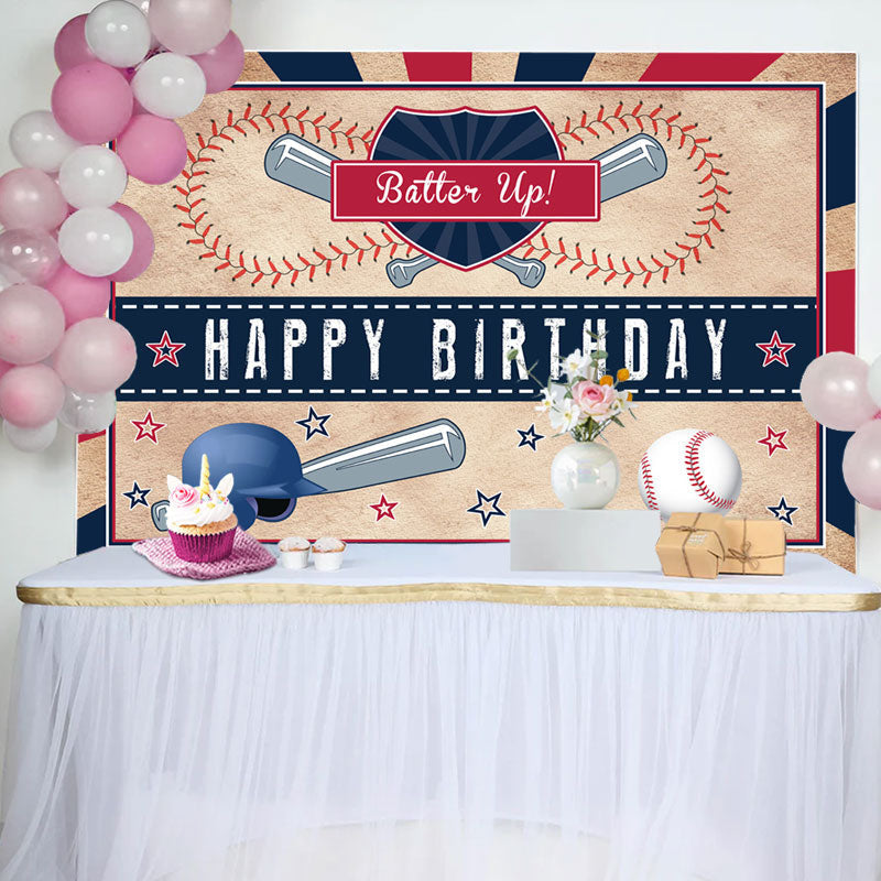 Aperturee - Batter Up Baseball Superstar Happy Birthday Backdrop