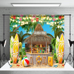 Aperturee - Beach Bar Ball Surfboard Coconut Tree Summer Backdrop