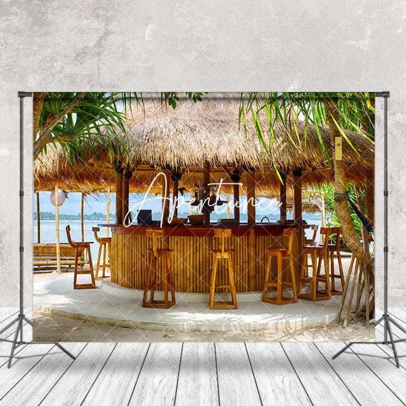 Aperturee - Beach Grass Bar Summer Backdrop For Photography